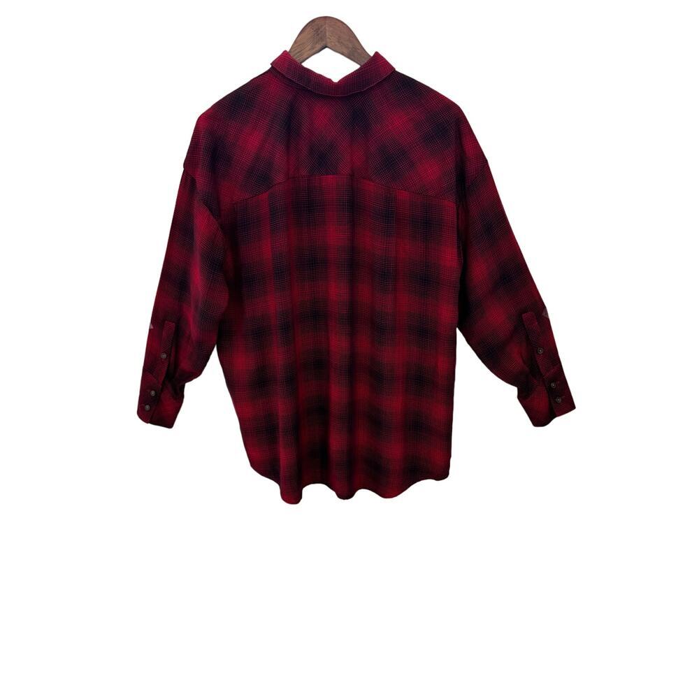 J.Jill Women's Red & Black Plaid Button-Up Shirt Size M - Picture 2 of 6